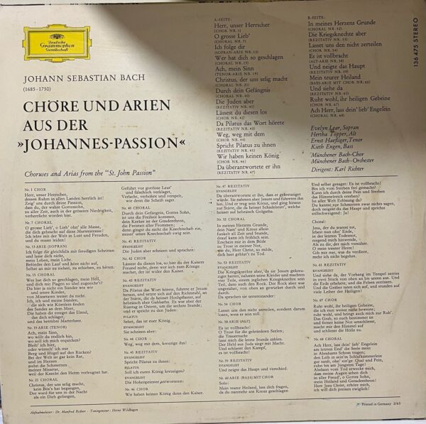 Johann Sebastian Bach / Karl Richter – Johannes-Passion: Chöre Und Arien - Imagen 2